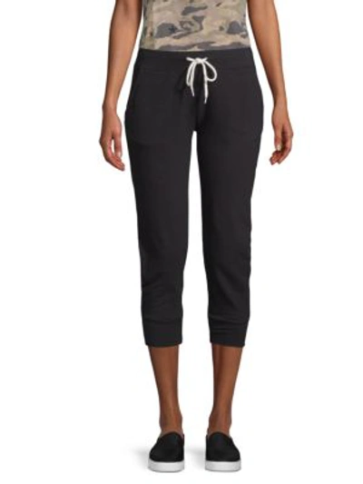 Shop Monrow Cropped Sporty Sweatpants In Black