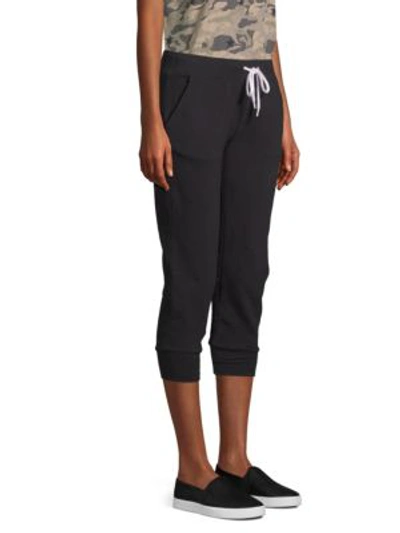 Shop Monrow Cropped Sporty Sweatpants In Black