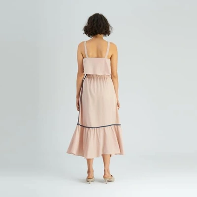 Shop Tomcsanyi Totka Silky Contrast Ruffled Dress Nude