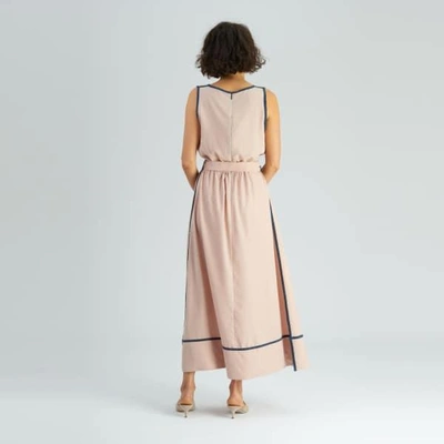 Shop Tomcsanyi Halep Nude Silky Contrast Maxi Dress