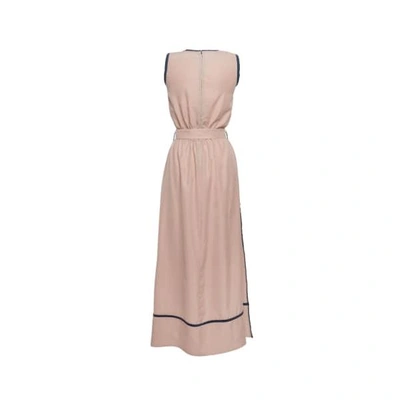 Shop Tomcsanyi Halep Nude Silky Contrast Maxi Dress