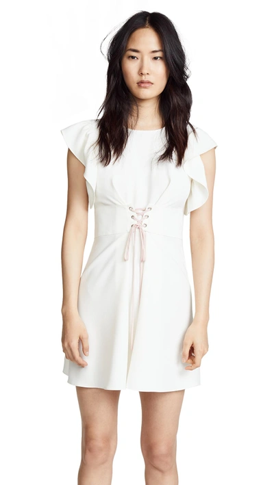 Shop Amanda Uprichard Corset Dress In Ivory With Dusty Rose Ties