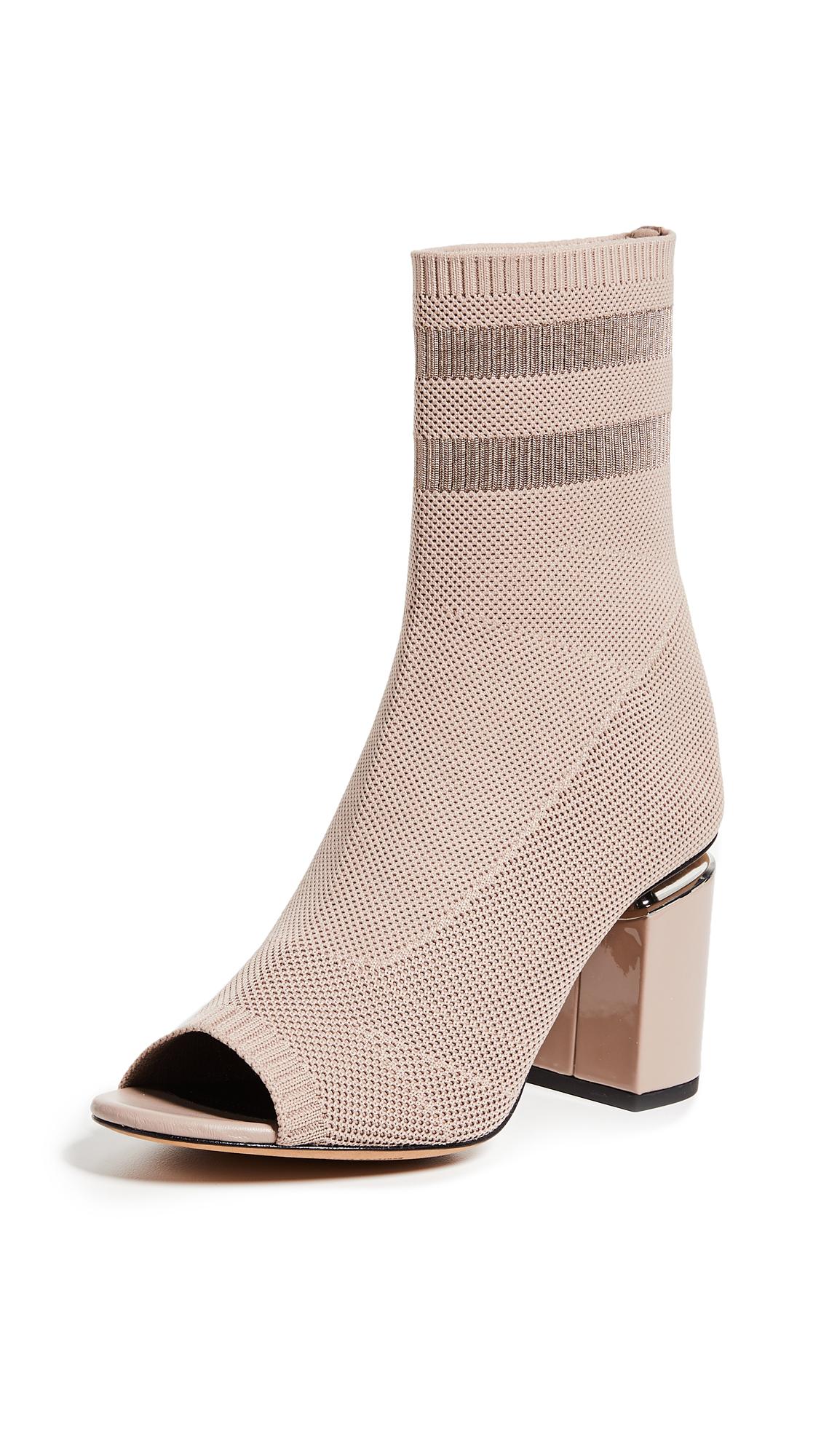 open toe sock boots block heel