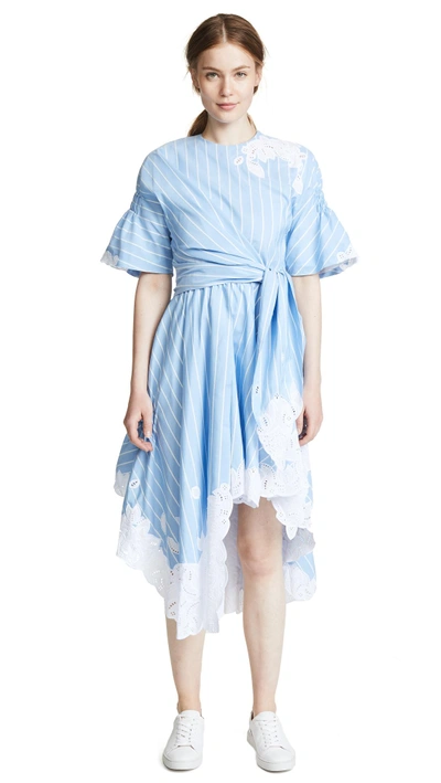 Shop Jonathan Simkhai Asymmetric Wrap Dress In White/chambray
