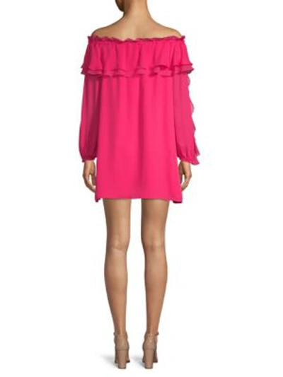 Shop Parker Isa Off-the-shoulder Silk Shift Dress In Prism Pink