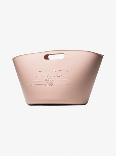 Shop Gucci Pink Embossed Rubber Beach Bag
