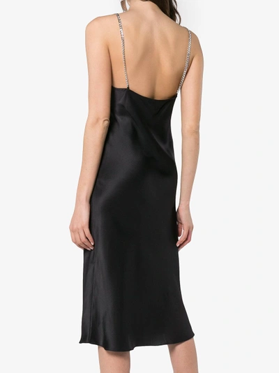 Shop Michael Lo Sordo Silk Chain Strap Slip Dress In Black