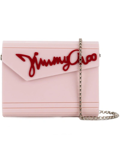 Shop Jimmy Choo Rosewater Pink And Red Candy Clutch