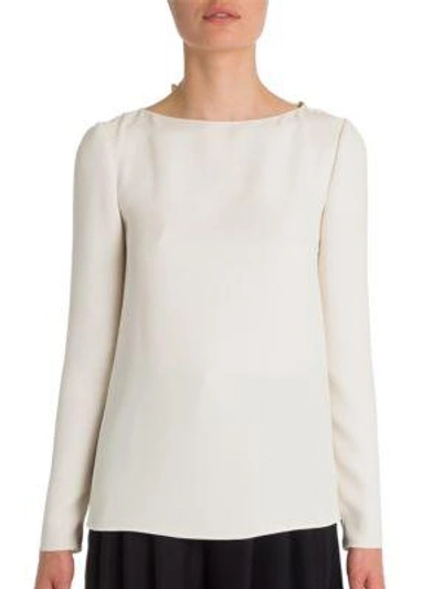 Shop Valentino Bow Cowl-back Silk Cady Top In White