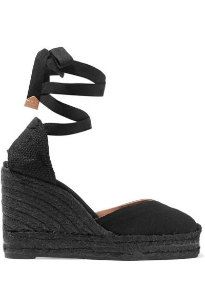 Shop Castaã±er Chiara 80 Canvas Wedge Espadrilles In Black