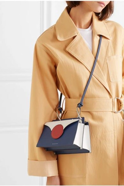 Danse Lente Phoebe Mini Color-block Textured-leather Shoulder Bag In Navy |  ModeSens