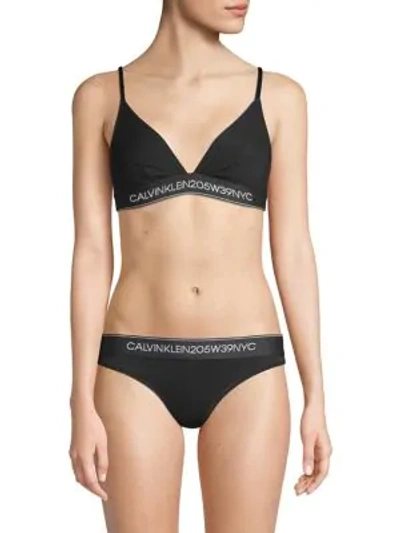 Shop Calvin Klein Women's Unlined Triangle Bra In Black
