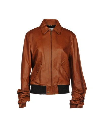 Shop Saint Laurent Leather Jacket In Camel