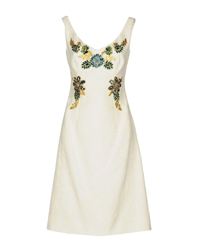 Shop Dolce & Gabbana Knee-length Dresses In White