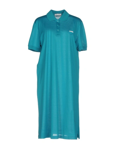 Shop Prada Knee-length Dresses In Turquoise