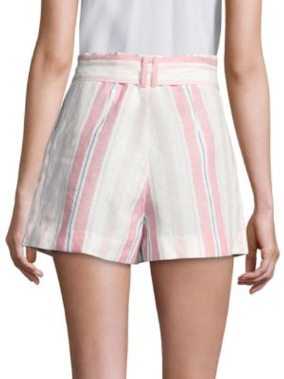 Shop Parker Sage Striped Linen Shorts In Multi