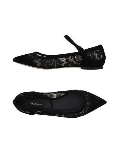 Shop Dolce & Gabbana Woman Ballet Flats Black Size 7 Goat Skin, Polyamide, Viscose, Cotton