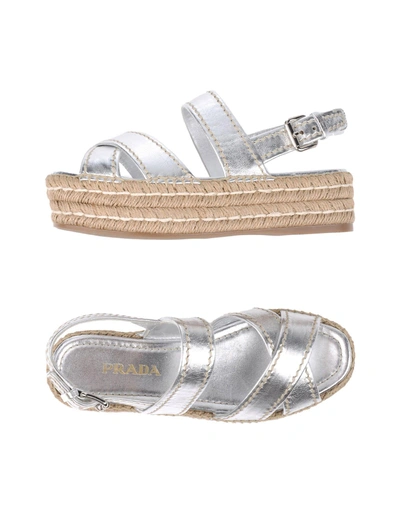 Shop Prada Espadrilles In Silver