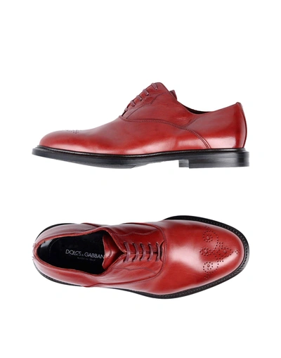 Shop Dolce & Gabbana Laced Shoes In Brick Red