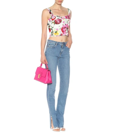 Shop Dolce & Gabbana Floral Jacquard Bustier Top In Multicoloured
