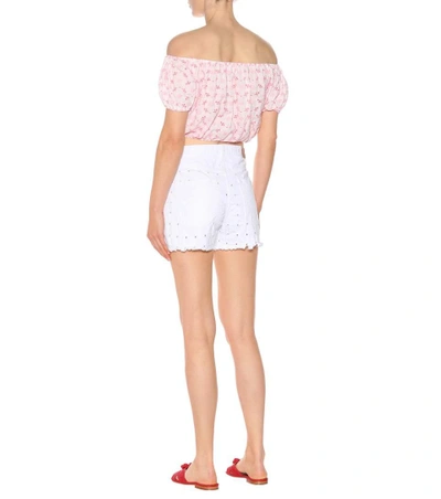 Shop Lisa Marie Fernandez Leandra Embroidered Cotton Top In Pink