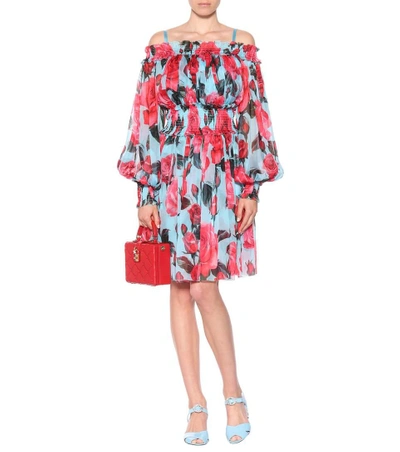 Shop Dolce & Gabbana Floral-printed Silk Chiffon Dress