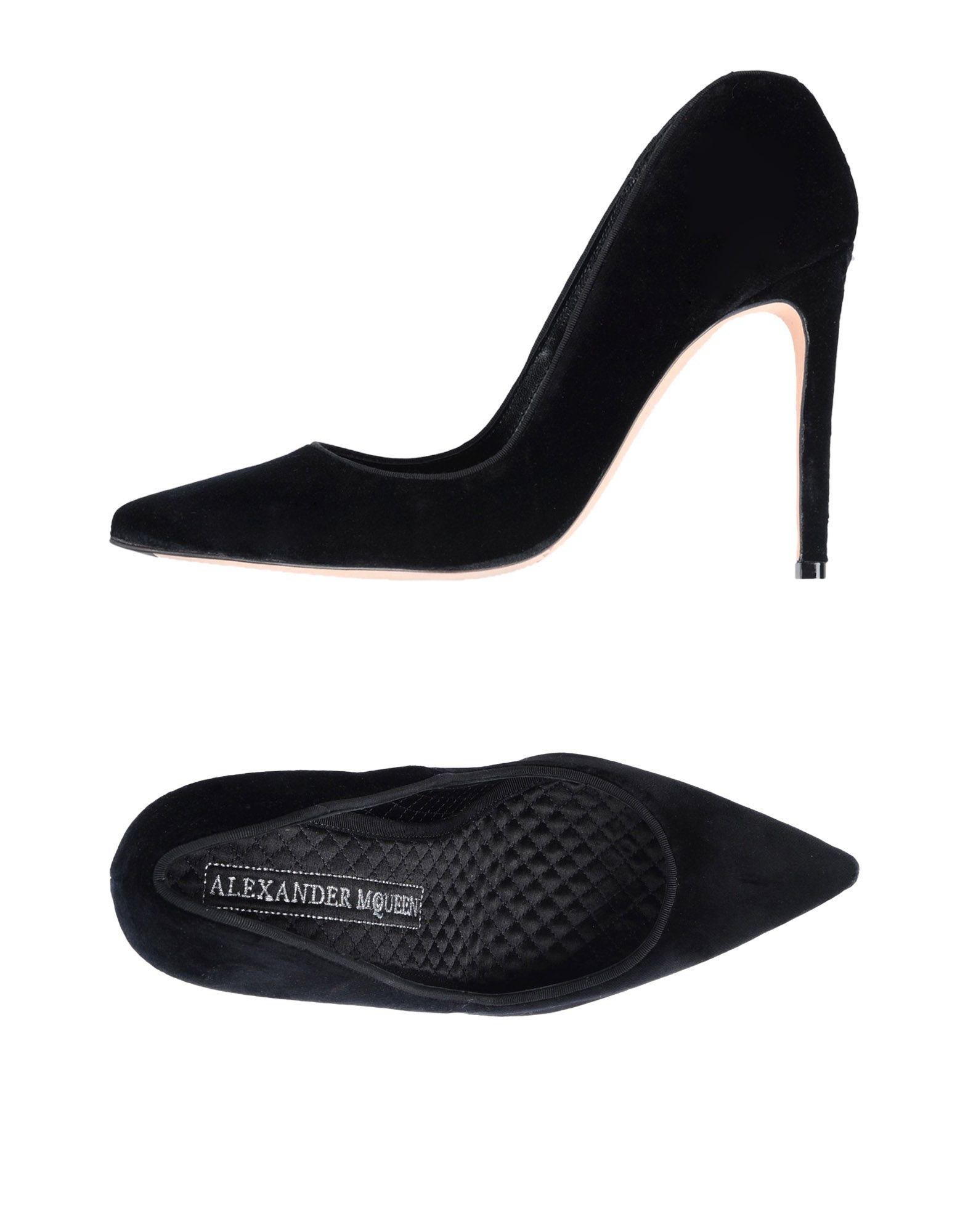 Alexander Mcqueen Black Velvet Pointed Heels | ModeSens