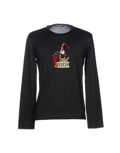 Shop Dolce & Gabbana Man T-shirt Black Size 36 Cotton, Pvc - Polyvinyl Chloride, Brass, Crystal, Acrylic