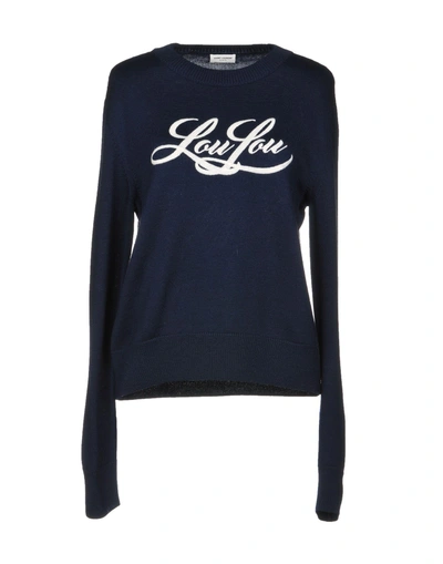 Shop Saint Laurent Sweaters In Dark Blue