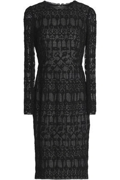 Shop Dolce & Gabbana Crocheted Cotton Dress In Black