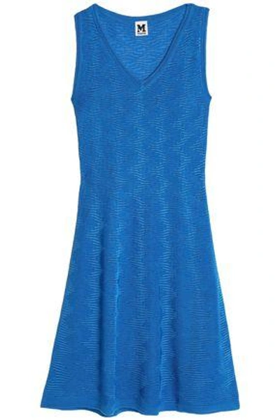 Shop M Missoni Woman Crochet-knit Wool-blend Mini Dress Blue