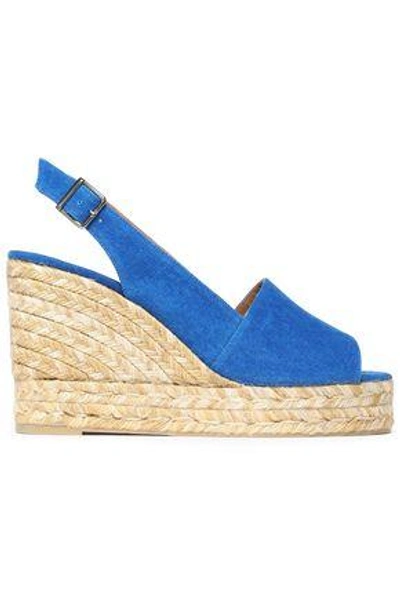 Shop Castaã±er Woman Canvas Espadrille Wedge Sandals Blue