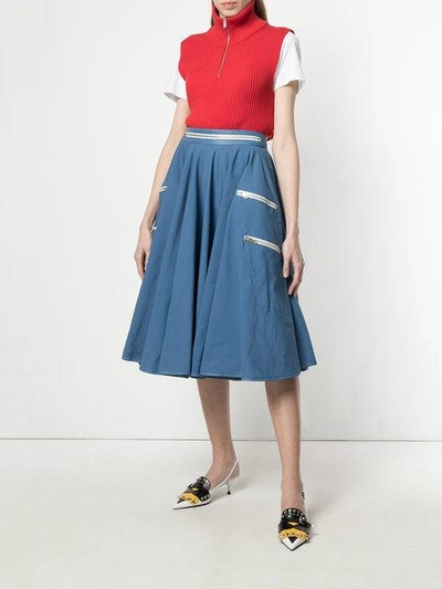 Shop Calvin Klein 205w39nyc Zip Detail Skirt In Blue