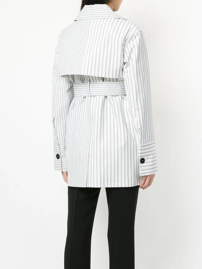 Shop Jil Sander Striped Belted Coat In White