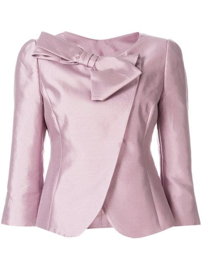 bow-embellished fitted jacket