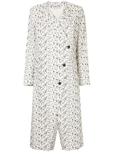 floral print asymmetric buttoned coat