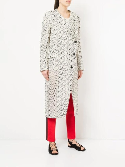 Shop Aalto Floral Print Asymmetric Buttoned Coat In White