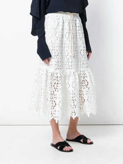 Shop See By Chloé Lace Midi Skirt - White