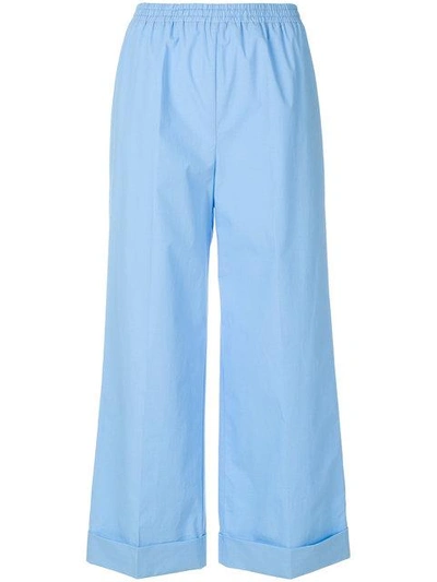 Shop Ermanno Scervino Wide Leg Cropped Pants In Blue