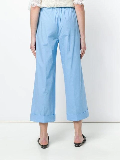 Shop Ermanno Scervino Wide Leg Cropped Pants In Blue