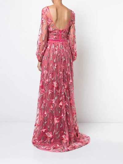 Shop Marchesa Notte Lace-embroidered Maxi Dress - Pink