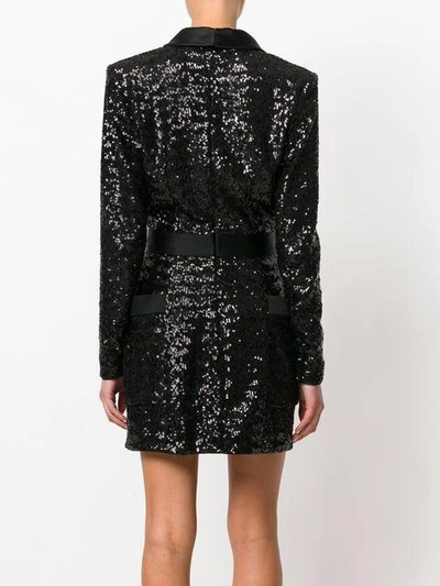 Balmain Satin-lapel Sequin-embellished Mini Dress In Black | ModeSens