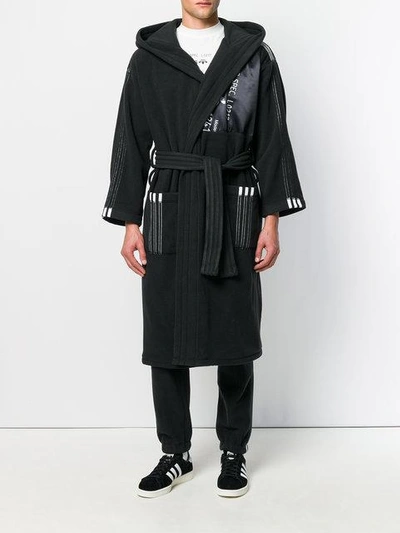 Shop Adidas Originals By Alexander Wang Long Length Fleece Robe Coat In Black