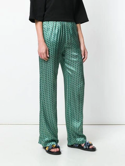 Shop Faith Connexion Flared Embroidered Trousers In Green
