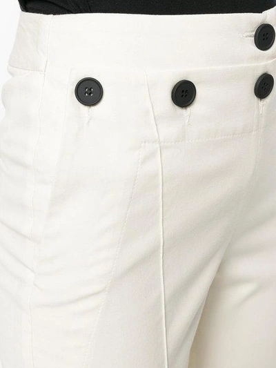 Shop Eudon Choi Faux Layer Button Trim Trousers In Neutrals