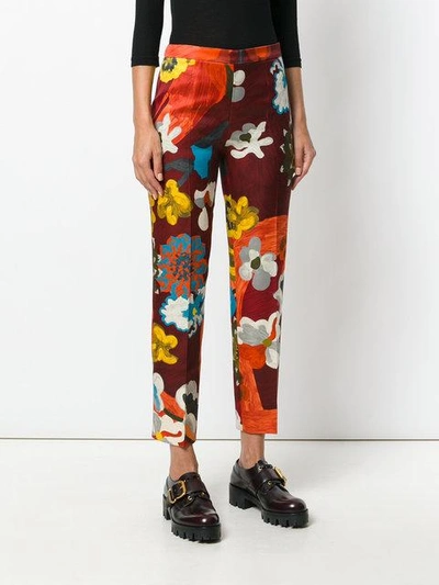 Shop Prada Floral Pattern Cropped Trousers - Multicolour