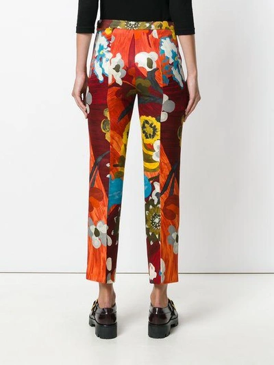 Shop Prada Floral Pattern Cropped Trousers - Multicolour