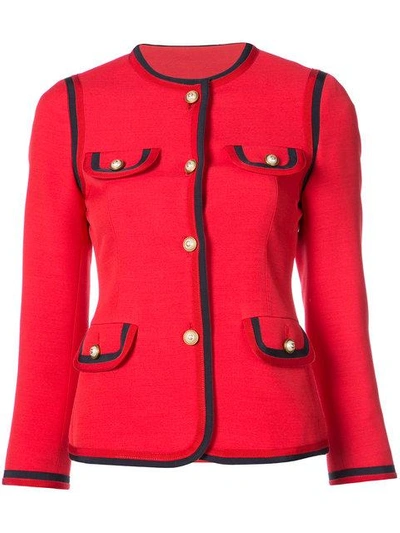 Shop Gucci Notched Collar Jacket In Red