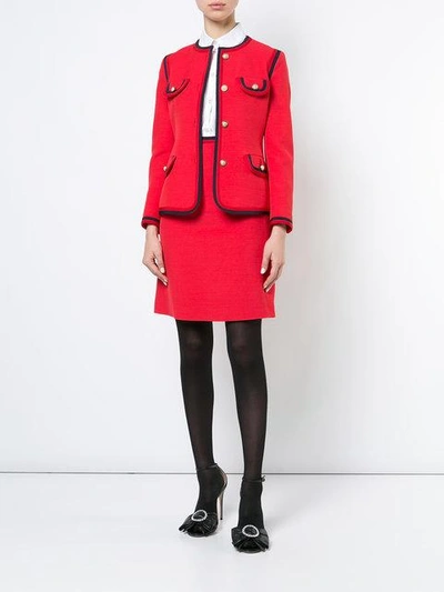Shop Gucci Notched Collar Jacket In Red