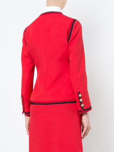 Shop Gucci Notched Collar Jacket In Red